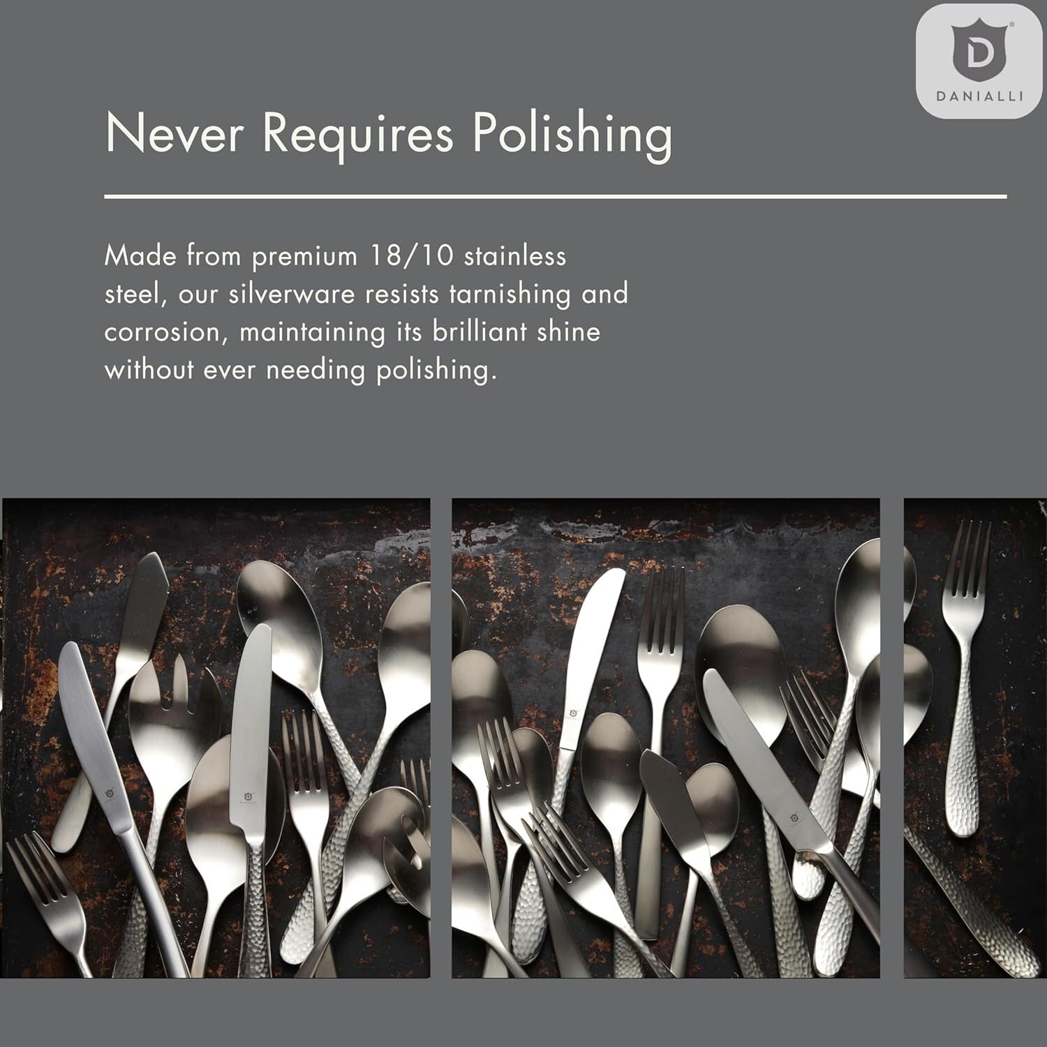 Luxurious 30-Piece Hammered Stainless Steel Silverware Set for 6—Dishwasher Safe