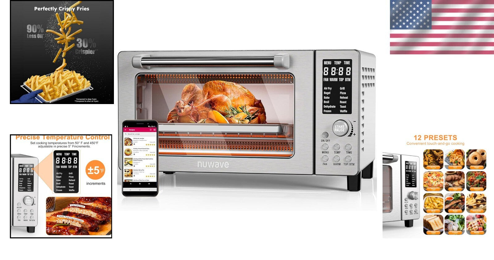 Efficient Bravo Air Fryer Toaster Oven - 3x Faster with Flexible Cooking Control