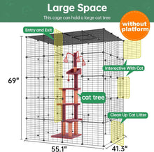 Load image into Gallery viewer, Modern Black Metal Cat Cage with Scratching Posts - Ideal for Indoor Leisure