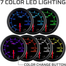 Load image into Gallery viewer, Illuminated 100 PSI Oil Pressure Gauge with 7 Color Options - Easy Installation