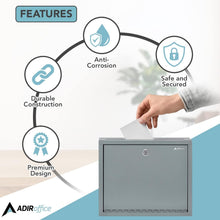 Load image into Gallery viewer, Secure Suggestion and Payment Drop Box with Keys - Wall Mounted, Gray 3x10