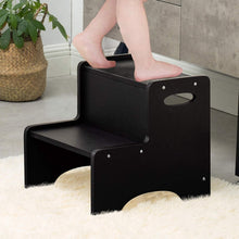 Load image into Gallery viewer, Natural Finish 2-Step Wooden Stool for Kids - Ideal for Bathrooms &amp; Kitchens
