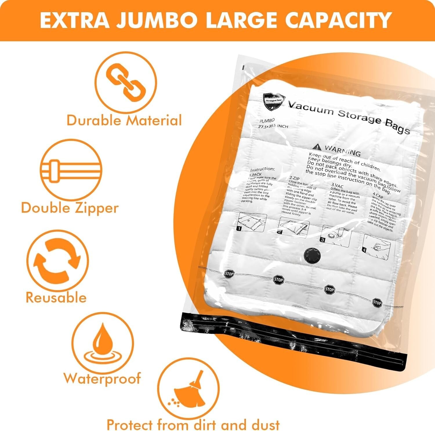 Space-Saving 24 Vacuum Storage Bags with Electric Pump - 80% Space Reduction