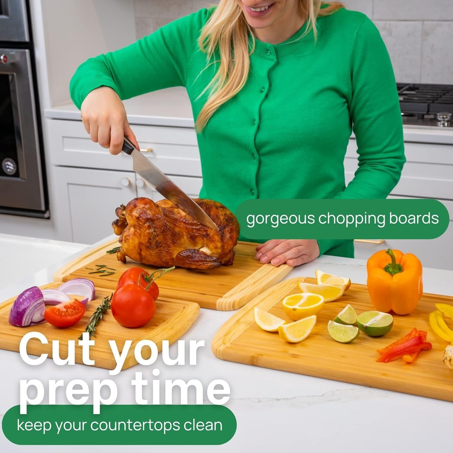 Versatile Bamboo Chopping Board Set for Home Cooks - Lifetime Warranty Included!