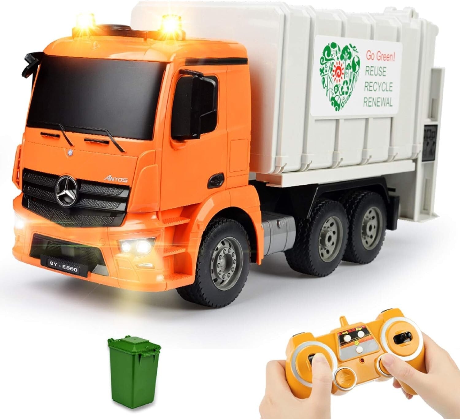 Benz Licensed Remote Control Garbage Truck Toy with Lights & Sounds - 1/20 Scale