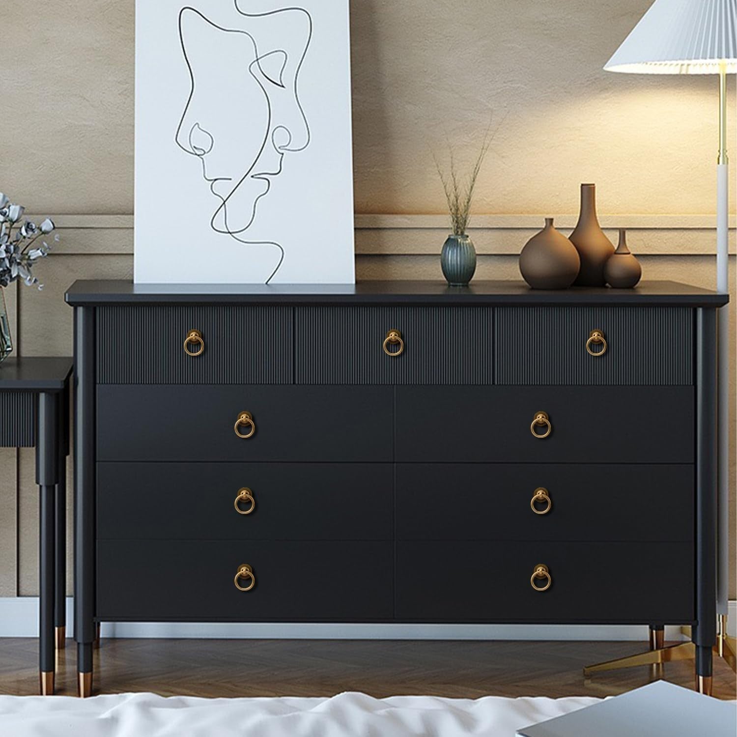 12 Elegant Antique Brass Ring Pulls for Cabinets - Effortless Installation