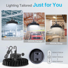 Load image into Gallery viewer, IP65 Rated 150W UFO LED High Bay Light - 1-10V Dimmable Indoor Lighting Solution