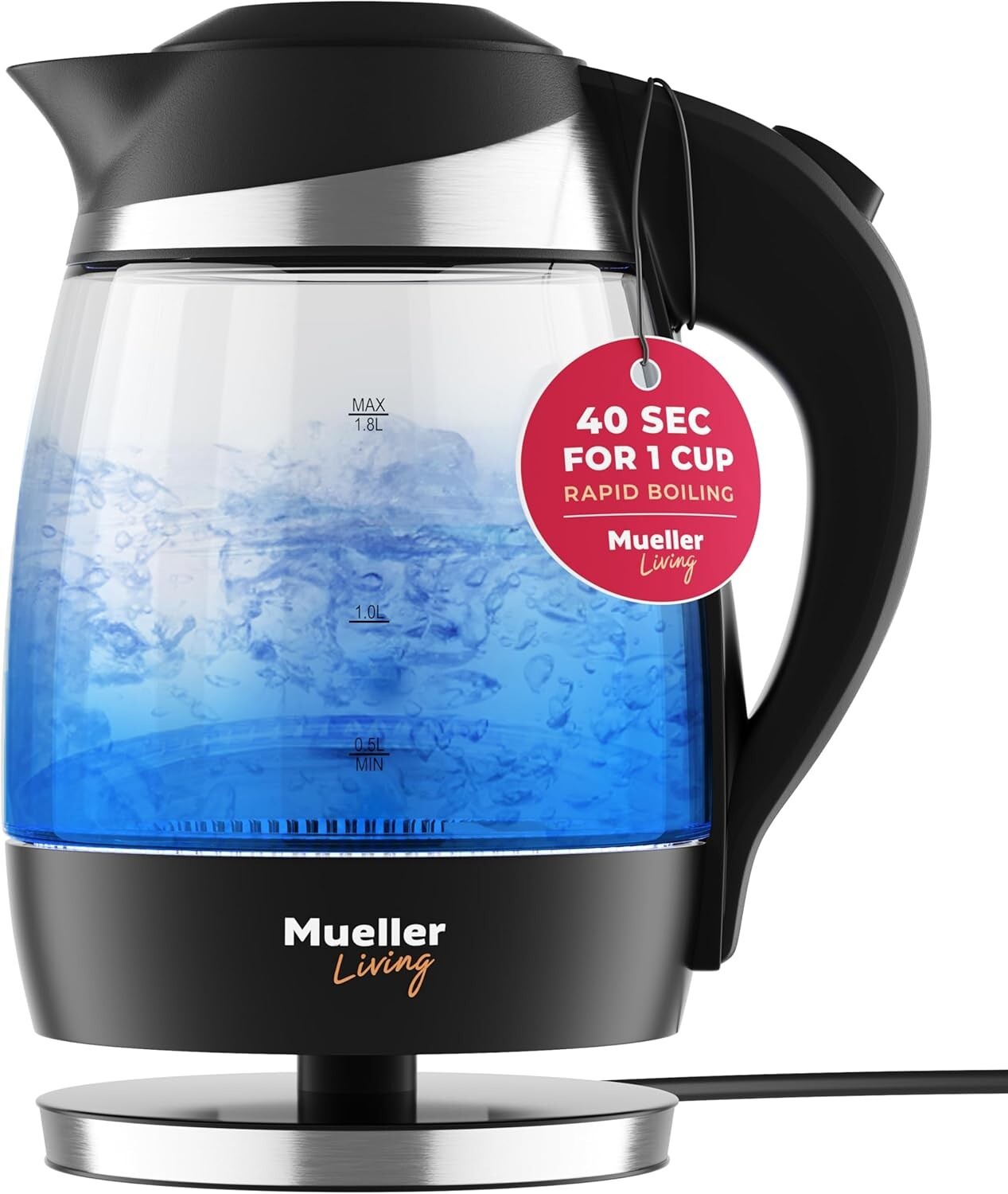 Borosilicate Glass Electric Kettle - 1500W Rapid Boil with Heat-Resistant Handle