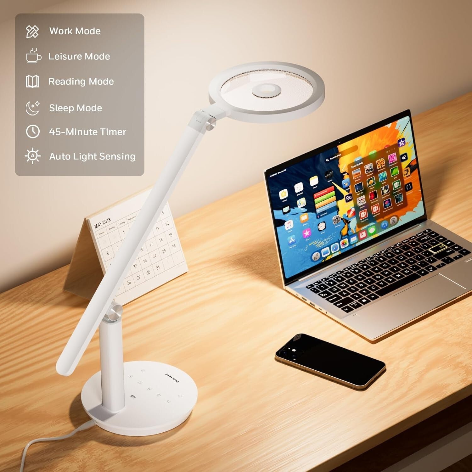 Modern Touch-Controlled Desk Lamp with Adjustable Arm - Eye-Friendly Lighting