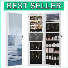 Load image into Gallery viewer, Polished Jewelry Armoire - 8 LED Lighted Full-Length Mirror Storage Solution