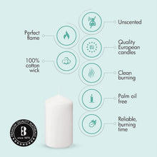 Load image into Gallery viewer, Stylish 20 Count Unscented White Pillar Candle Set - Perfect for Every Season