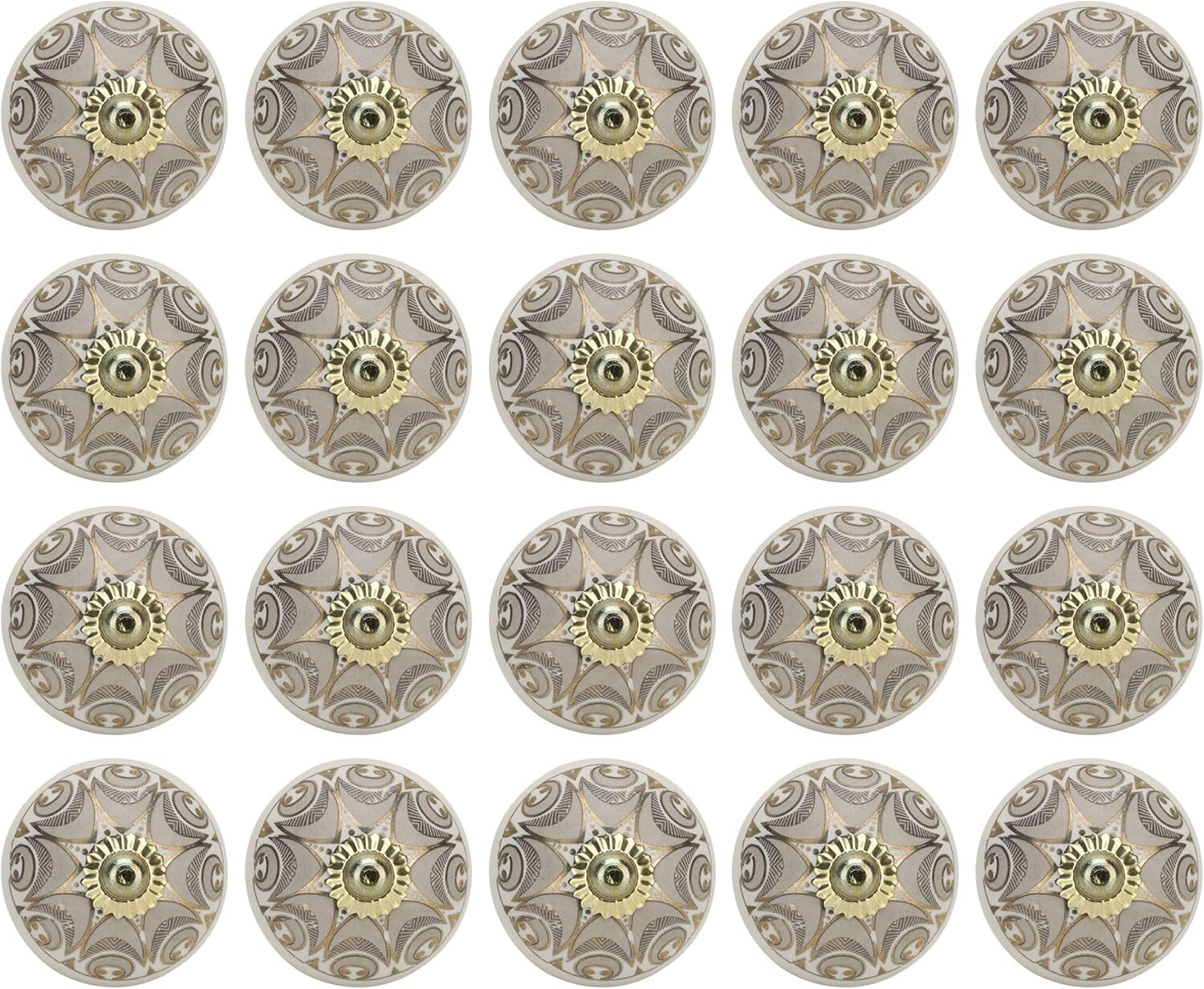 Boho Grey Round Knobs - Handcrafted Ceramic Pull Handles for Home Decor Bliss