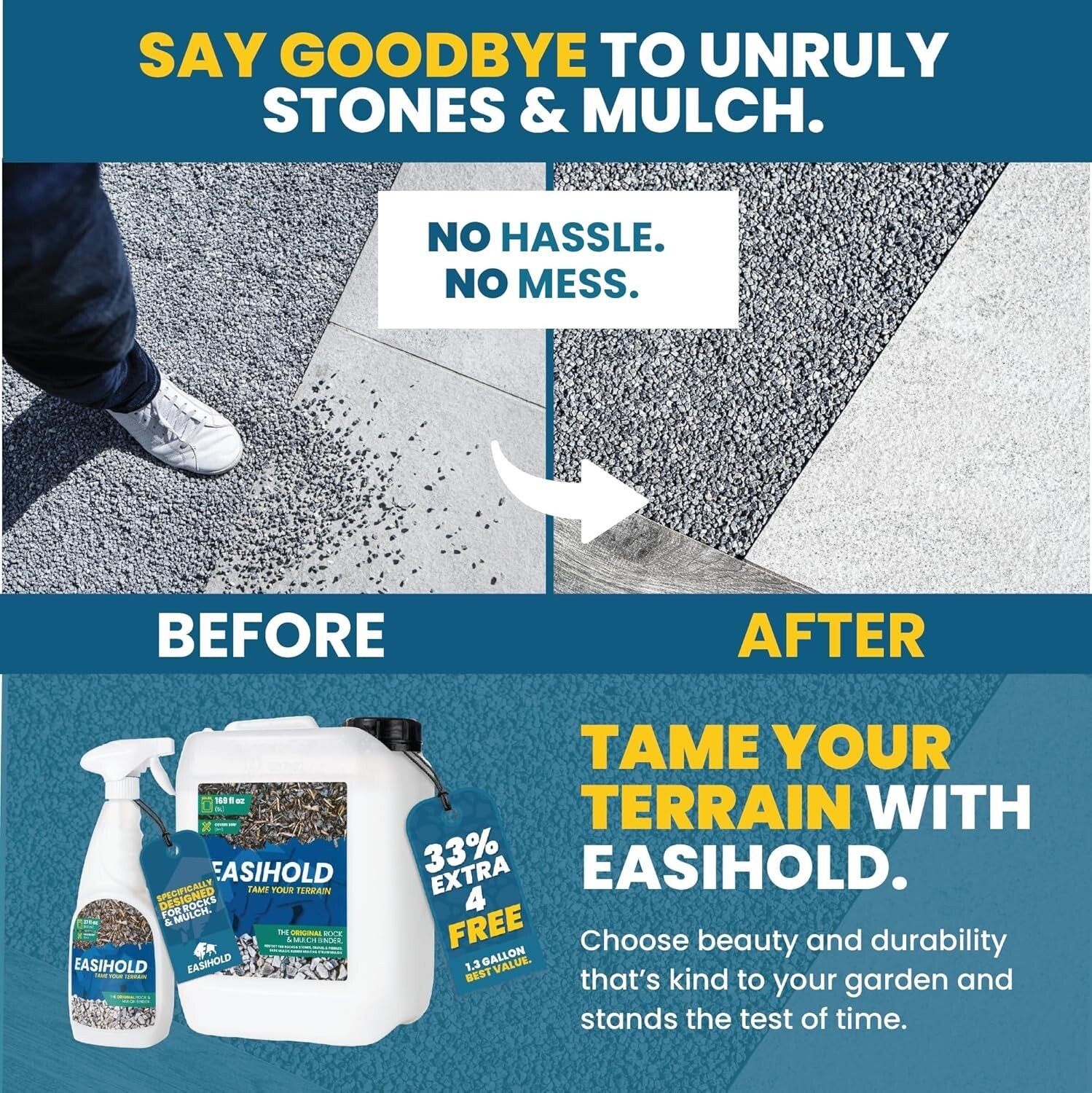 Ready-to-Use EASIHOLD Gravel Binder - Eco-Friendly Solution for Stones & Mulch