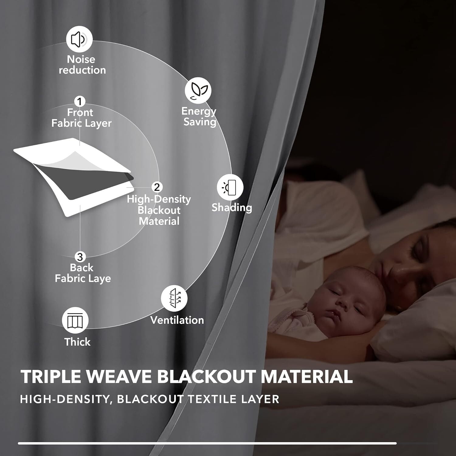 Elegant Blackout Grommet Curtains - Thermal Insulated & Noise-Reducing, Set of 2