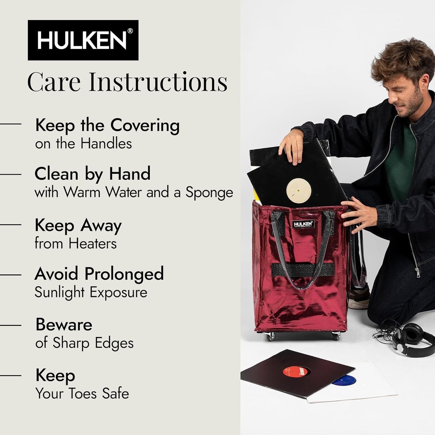 Effortless Cosmic Red Grocery Bag with Swivel Wheels - Folds Flat for Storage