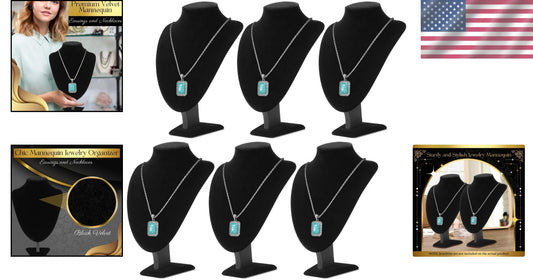 Black Velvet Necklace Holder - 11 Inch Display Stand for Weddings & Birthdays