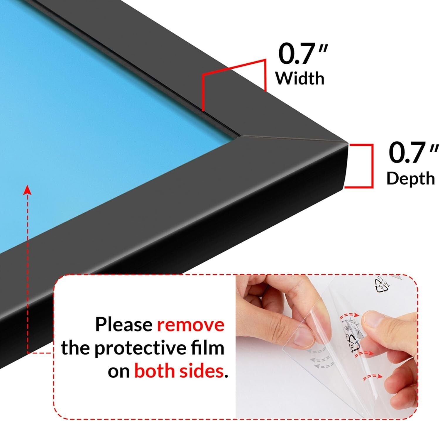 Elegant 24x48 Picture Frame - Vertical or Horizontal Display with Plexiglass