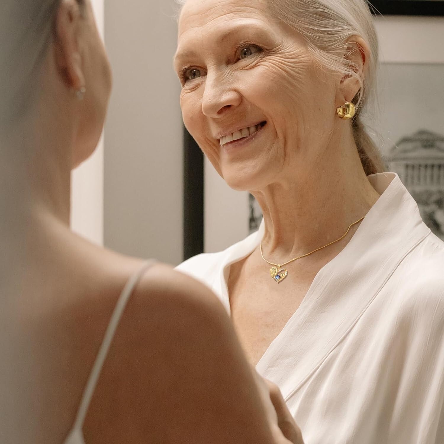 Sterling Silver Love Heart Pendant Necklace with Blue Topaz - Ideal Gift for Mom