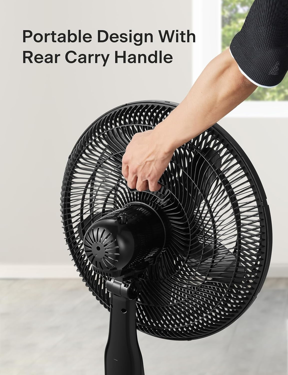 18-Inch Oscillating Pedestal Fan with Remote & 5 Speed Settings - Black Elegance