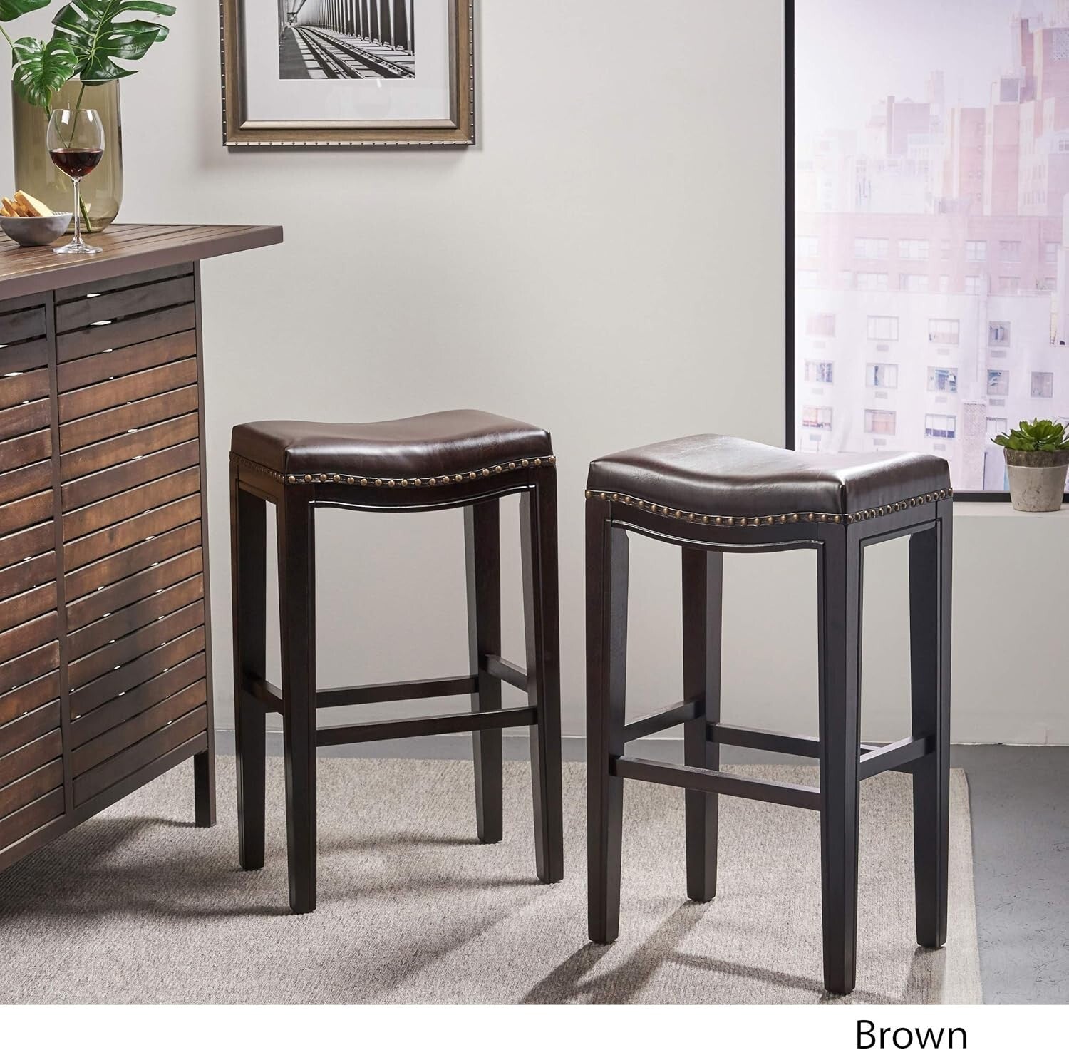 Christopher Knight Avondale Brown Backless Bar Stools - 2-Pc Set, 30'' Height