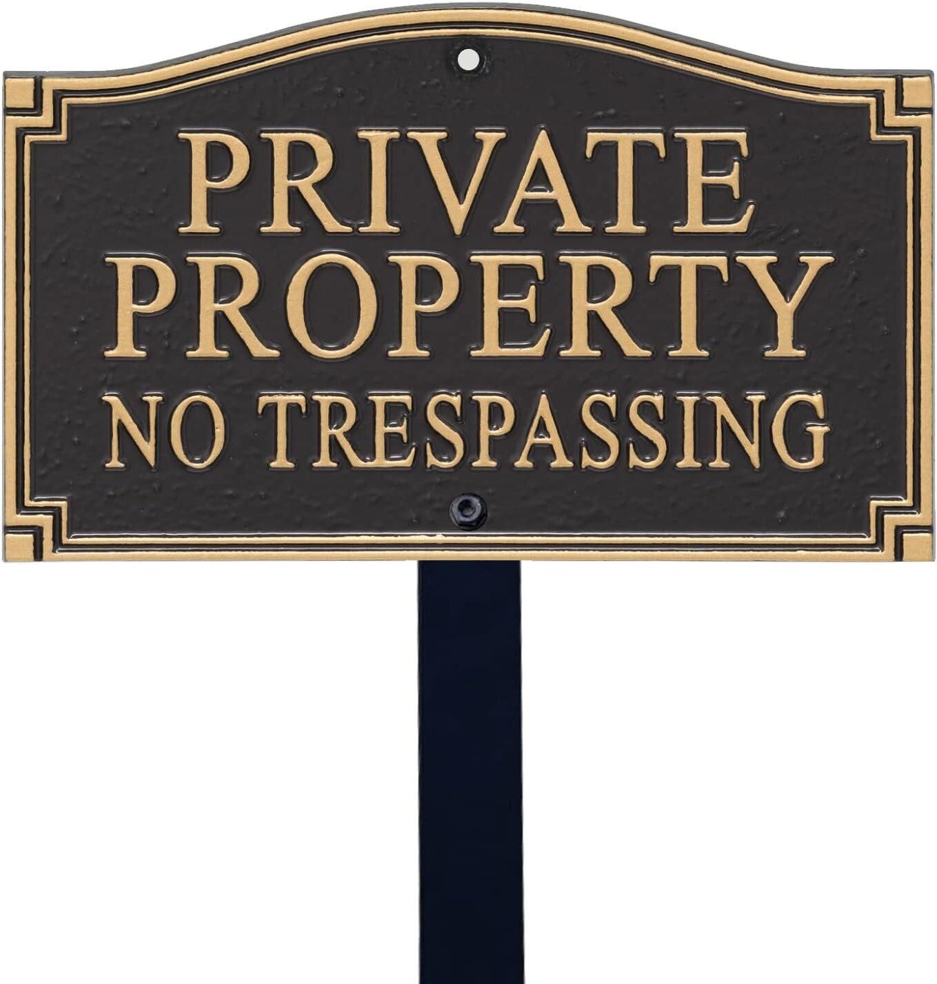Elegant Private Property No Trespassing Sign with 18" Lawn Stake for Garden Use