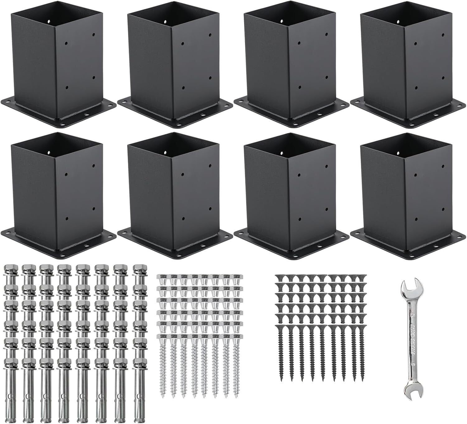 Versatile 4x4 Post Base Brackets - Complete Kit with Fixing Hardware Included