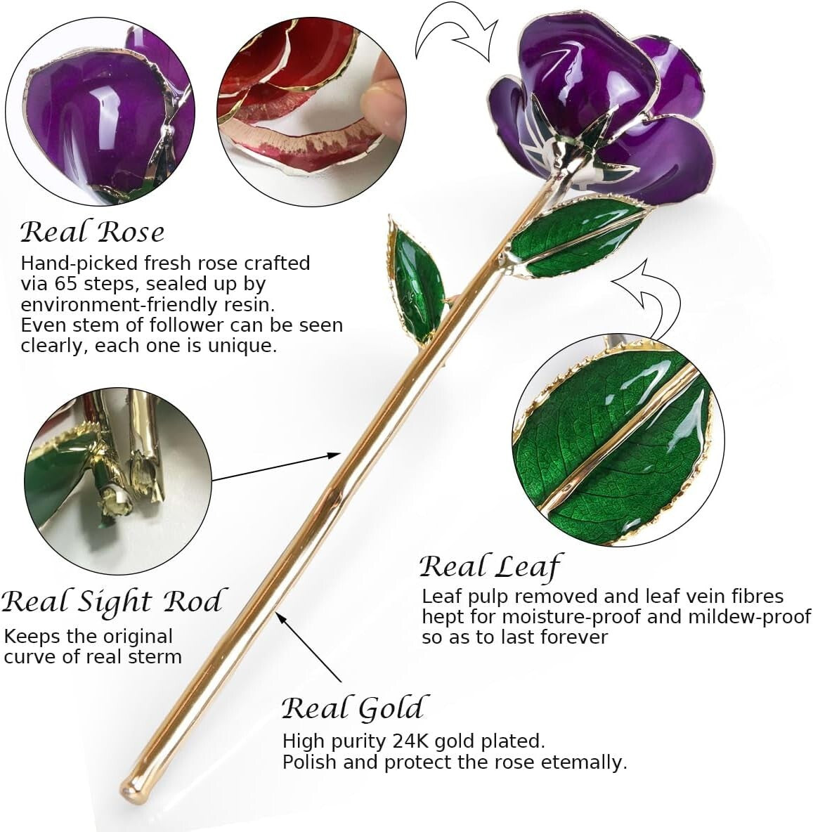 Forever Lasting 24K Gold-Plated Rose with Crystal Stand - Unique Gift Idea