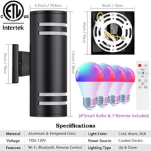 Load image into Gallery viewer, Elegant RGB Up and Down Outdoor Wall Lights - 2 Pack with Smart Control &amp; Safety