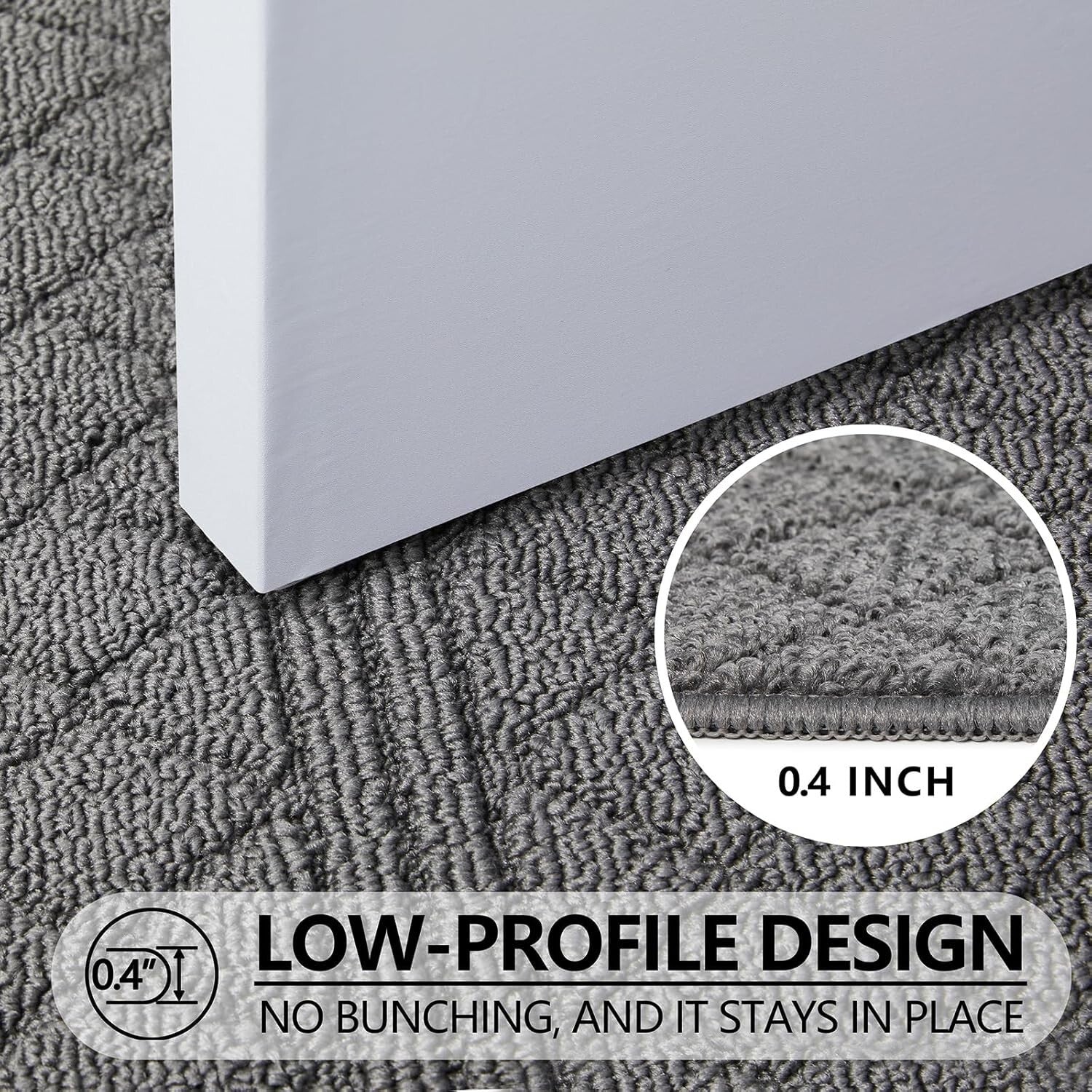 Stylish Indoor Doormat 36" x 59" with Absorbent Backing - Pet-Friendly Grey Rug