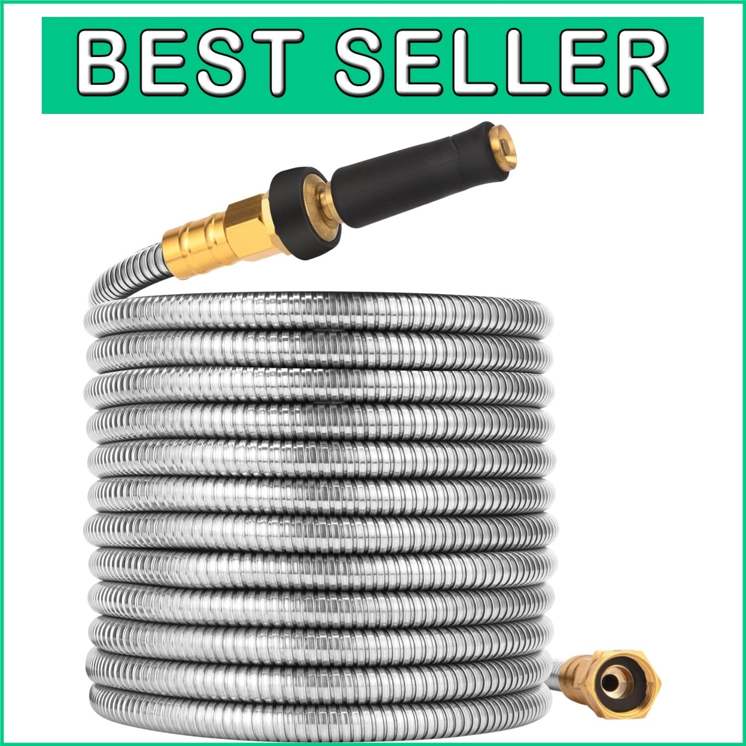 100 FT Expandable Stainless Steel Garden Hose - Kink-Free Heavy Duty Flexibility