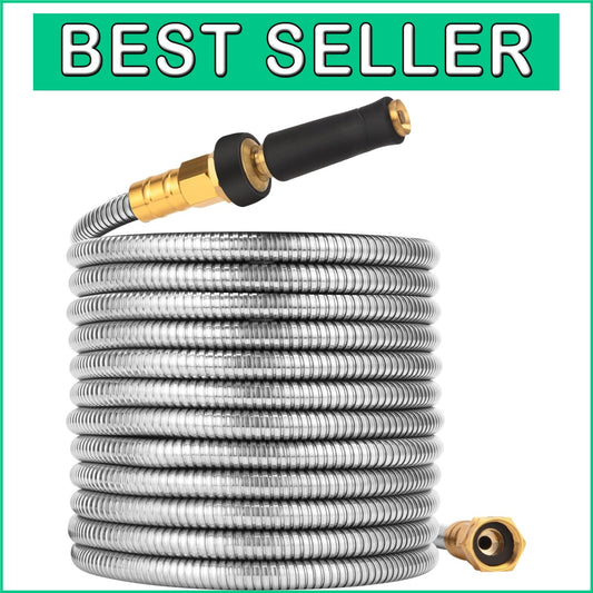 100 FT Expandable Stainless Steel Garden Hose - Kink-Free Heavy Duty Flexibility