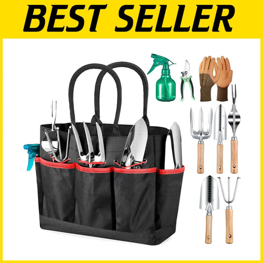 Fashionable 9-Piece Gardening Tools with Durable Tote Bag - Ideal Gift for Women