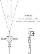 Load image into Gallery viewer, Love Infinity Pearl Necklace in Sterling Silver - June Birthstone Gift for Her