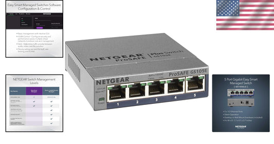 5-Port Gigabit Ethernet Managed Switch with Lifetime Protection - Easy Setup
