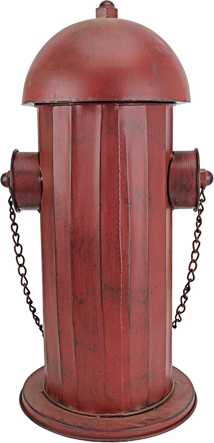 Rustic Red Fire Hydrant Statue - Multi-Functional Puppy Pee Post & Toy Storage