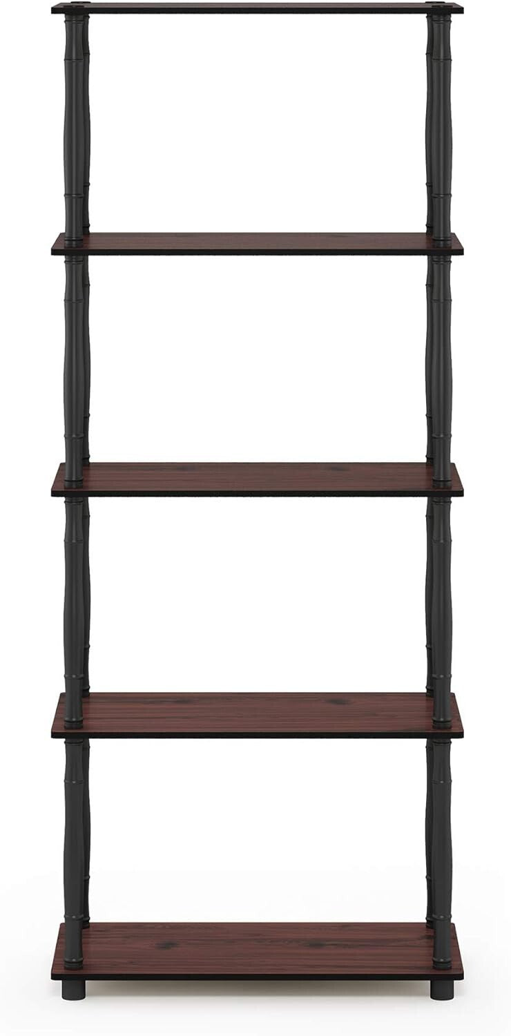 Elegant Dark Cherry Display Rack - 5-Tier Freestanding Multipurpose Solution