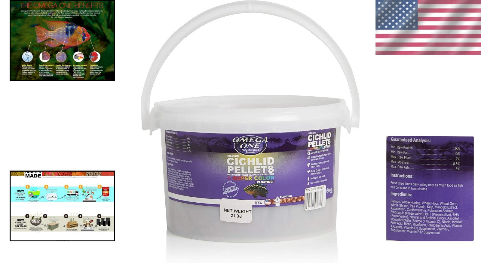 Sustainable 2 lb Cichlid Pellets from Wild-Caught Alaskan Seafood - No Fishmeal