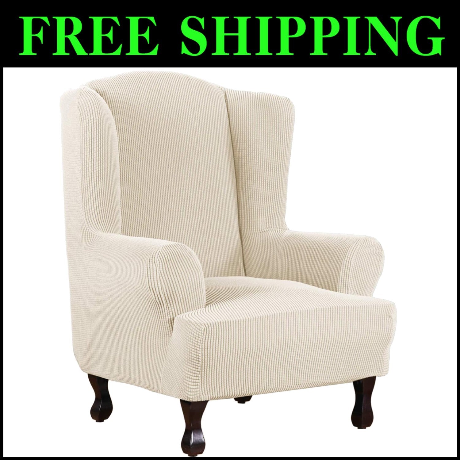 Premium 1 Piece Wing Chair Covers - Soft Stretch Fabric, Easy Care Protection