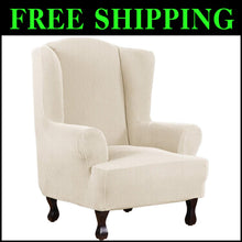 Load image into Gallery viewer, Premium 1 Piece Wing Chair Covers - Soft Stretch Fabric, Easy Care Protection