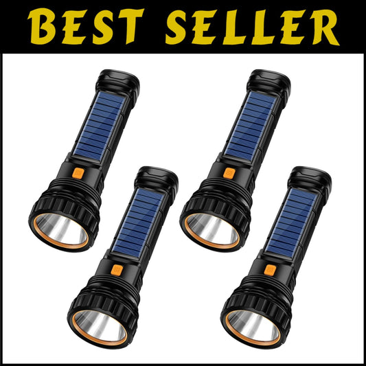 High Brightness 1000 Lumens LED Flashlights - 4 Pack with Emergency Power Supply