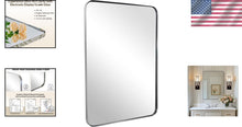Load image into Gallery viewer, 24x36 Rectangular Chrome Wall Mirror with Rounded Corners - Modern Design
