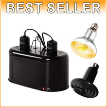 Load image into Gallery viewer, Reptile Lighting Kit: 100W UVA UVB Sunlamp and Ceramic Heat Emitter Included