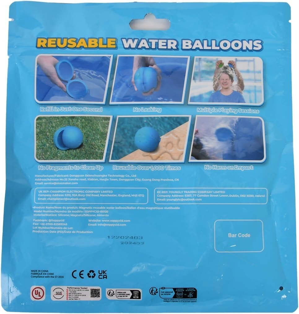 16 Pcs Reusable Water Balloons - Kids Summer Fun Toy, Quick Fill & Leak-Proof