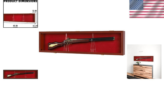 43" Lockable Rifle/Shotgun Display Cabinet with UV Protection - Mahogany Finish