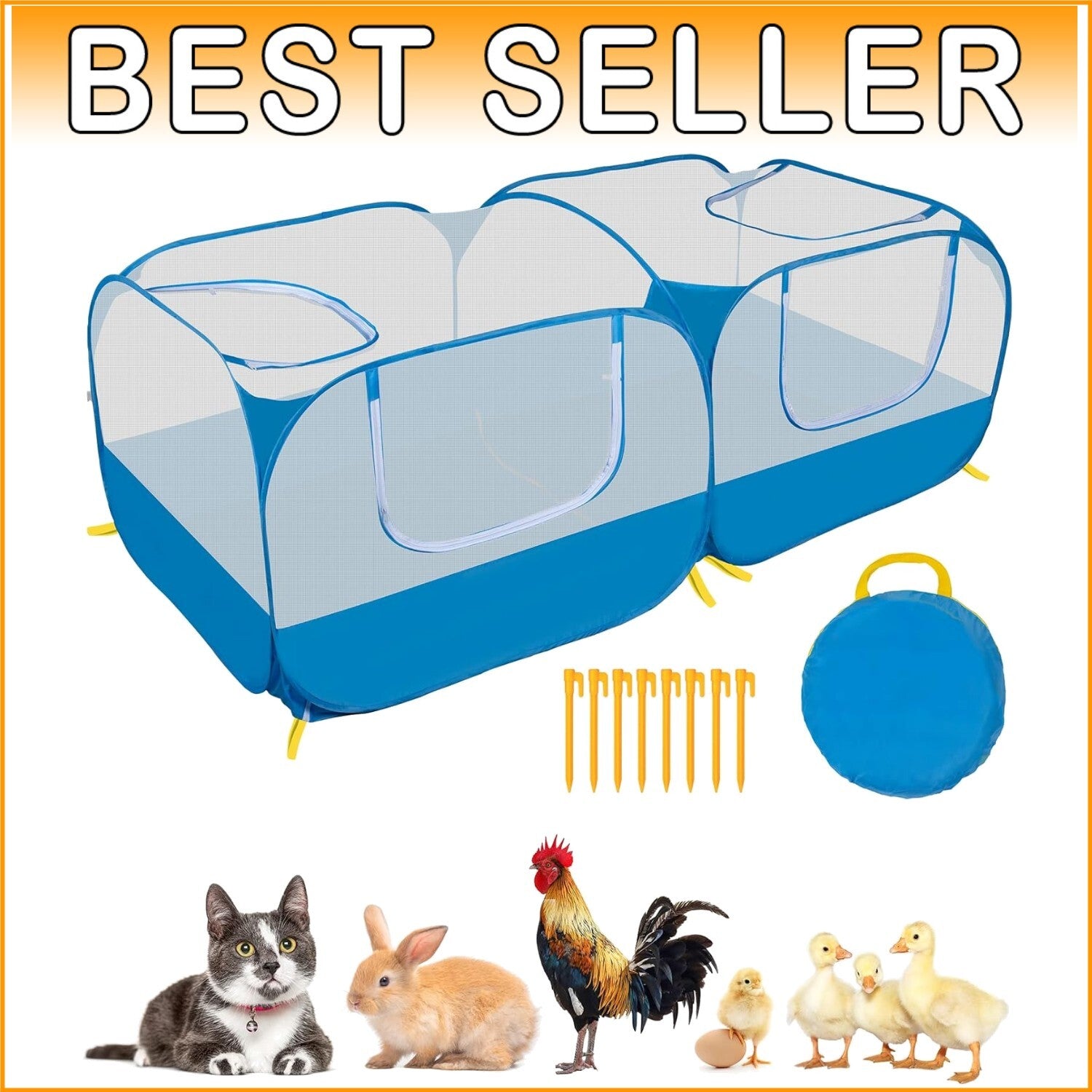 Multi-Use Small Animal Enclosure with Removable Base - For Cats, Rabbits & More