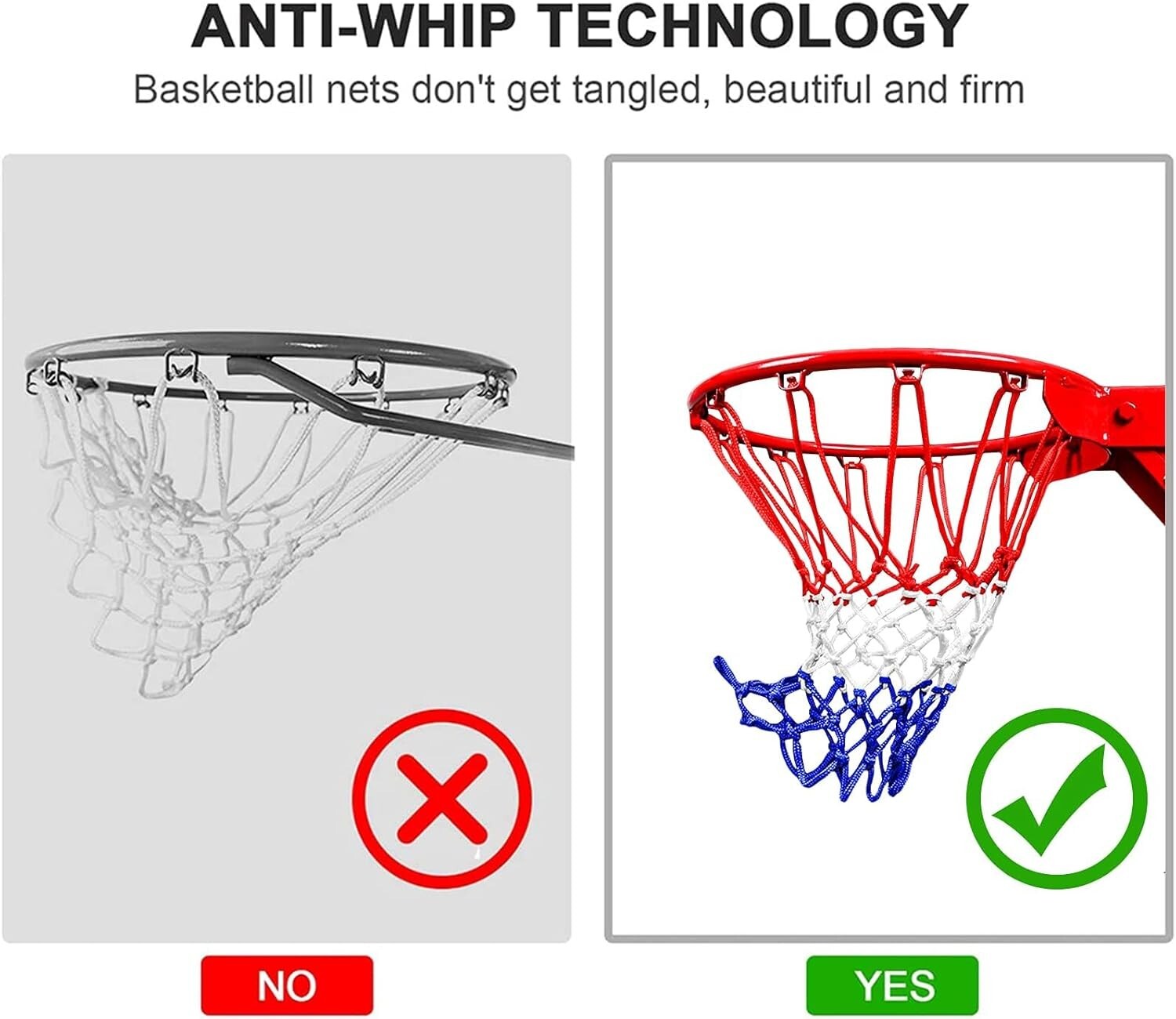 2025 Upgrade Basketball Nets - 12 Loops, Weatherproof, Fade-Resistant, 6 Pack