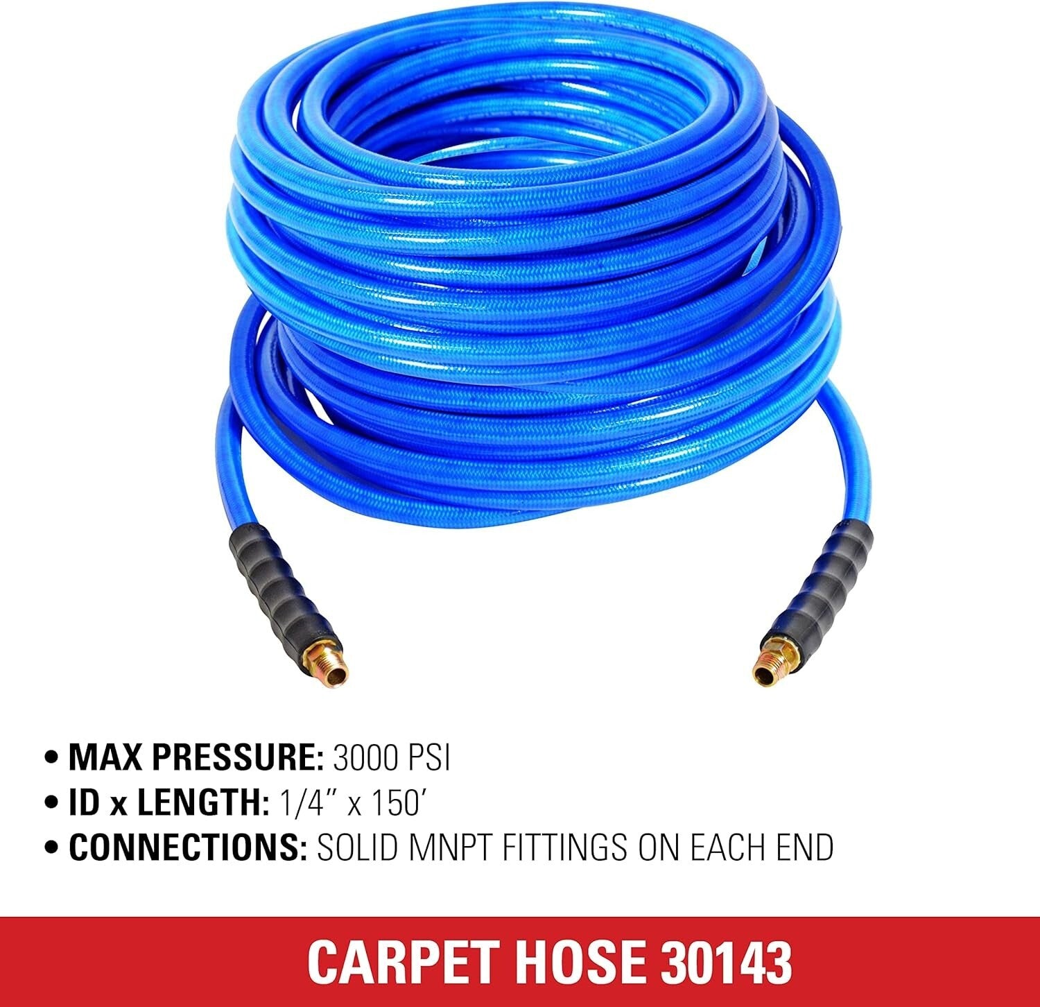 Professional Carpet Cleaning Hose, 150ft Long, Heat-Resistant, 3000 PSI Power
