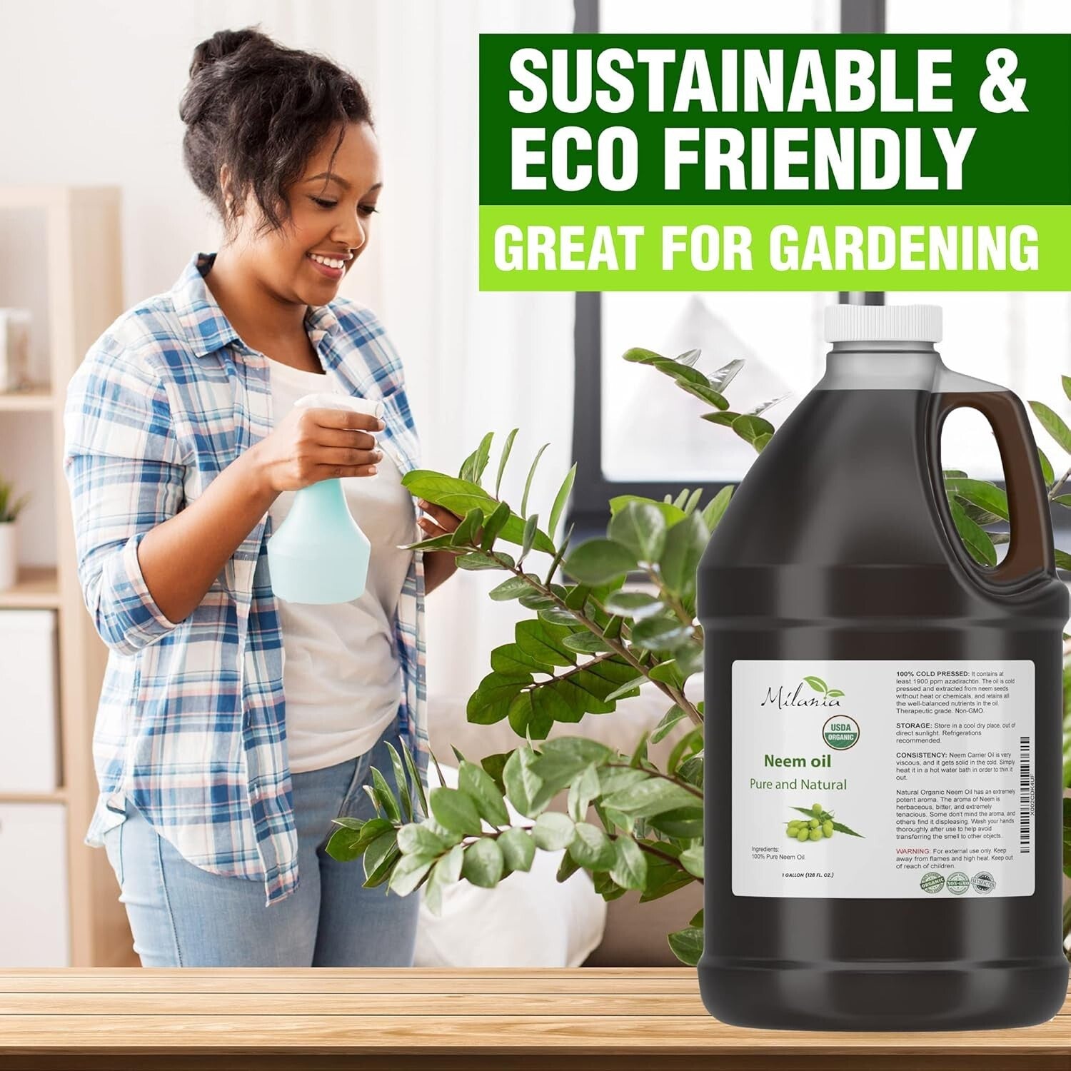 Exceptional Quality Organic Neem Oil - 1 Gallon Cold Pressed, Natural & Safe