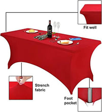 Load image into Gallery viewer, Transform Your Events with 6-Pack Red Spandex Fitted Table Covers for 6ft Tables