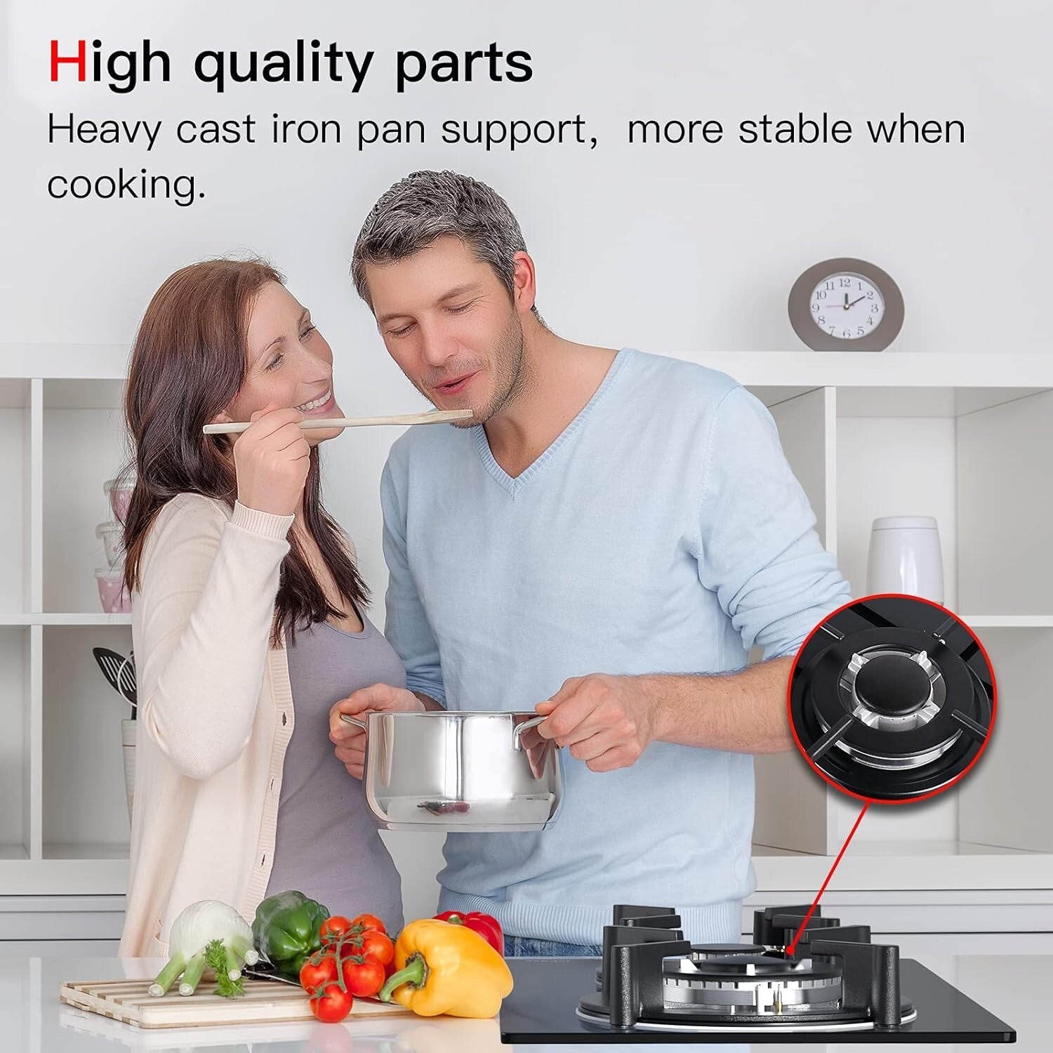 Compact 120V Built-in Gas Hob with Dual Fuel Compatibility and Safety Features